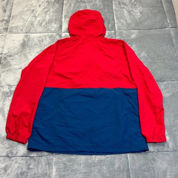 L.L. Bean Jacket Men's Sz M 1/2 Zip Windbreaker Hooded Anorak Red Blue - Picture 8 of 12